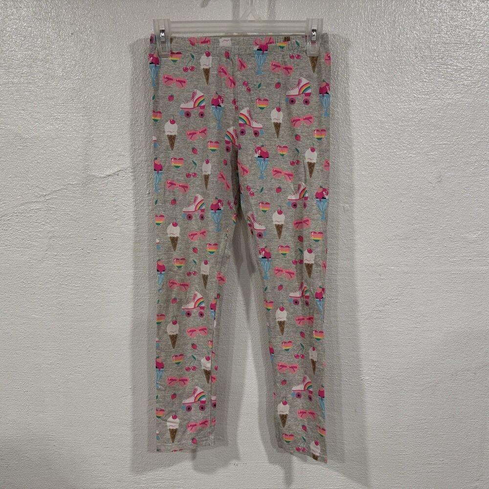Girls PLACE XL 14 Grey Ice Cream Roller Skate Cherry Leggings